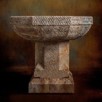 pila, agua, travertino, piedra, tallada